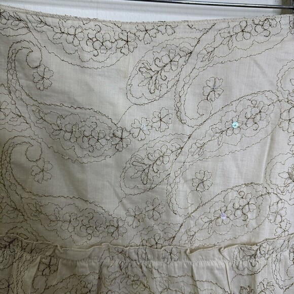 Unbranded Beige Skirt Tiered‎ Floral Embroidered Size 12 Knee Length Side Zipper - Picture 7 of 10